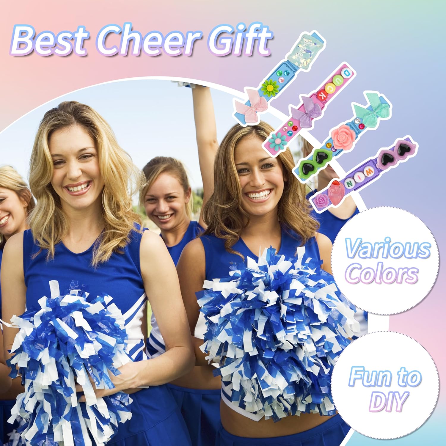 100 Set Cheer Pins Spirit Clips Cheerleader Wooden Clothes Pins for Backpack DIY Cheer Pin Decorations Cheer Gift Bulk for Team with Resin Animal Bow Eyeglass Flower Sticker (100, Cheer Set)