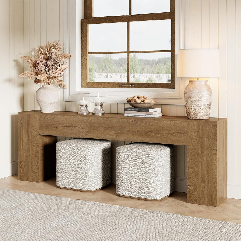 Epecoya Extra Long Console Tables for Entryway, 94.5 Inch Wooden Couch Table Behind Sofa Modern, Large Farmhouse Hallway Table for Living Room, Entrance, Entry Way, Natural Oak Brown