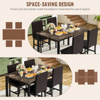 Hooseng 5 Piece Dining Table Set for 4, Faux Marble Kitchen Table with Upholstered Chairs, Modern Dinner Table Set for Dining Room, Apartment, Small Spaces, Brown＆Brown