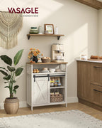 VASAGLE Buffet Cabinet, Coffee Bar Storage Cabinet, Sideboard with 1 Sliding Barn Door, Adjustable Shelves, 11.8 x 27.6 x 31.5 Inches, for Living Room, Rustic White and Honey Brown LSC089WJ02S