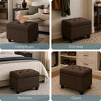 Convenience Concepts Designs4Comfort 5th Avenue Ottoman 24" - Modern Upholstered Footstool & Seat with Hinged Lid & Storage, for Living Room, Bedroom, & Entryway, Medium Brown Fabric