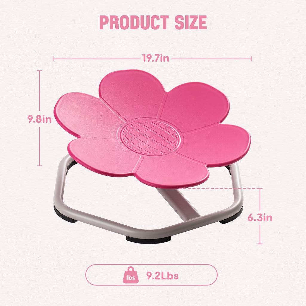 ROBUD Kids Sensory Swivel Chair, Kids Swivel Chair with Non-Slip Design, Training Body Coordination, Flower Shape Wobble Chair, No Assembly, Pink