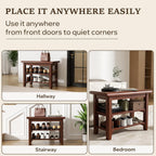 Shoe Rack Bench Mid Century Modern 2-Tier Shoe Rack Organizer for Entryway Hallway or Living Room Farmhouse Rustic Wooden Seat Bench Brown 11.8" Dx39.4 Wx16.5 H