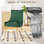 adochr Velvet Dining Chairs Set of 2, Modern Upholstered Kitchen Chair with Pull Handle & Pleated Back, Mid Century Accent Chair with Gold Metal Legs for Vanity,Dining,Kitchen,Living Room, Green