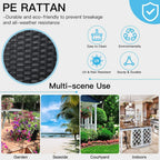 ECOTOUGE Outdoor Bar Stools Set of 4, Wicker Woven Patio Stools & Patio Bar Chairs with Seat Cushion and Cozy Footrest, Rattan Furniture Armless Counter Height for Pool Lawn Porch Backyard, Black