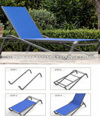 Aluminum Chaise Lounge Outdoor set of 2,Textilene Patio Lounge Chair with 6-Position Adjustable Backrest,Stackable & Easy Assembly,Lightweight for Pool,Deck,Balcony,Lawn,Light Gray,Royal Blue