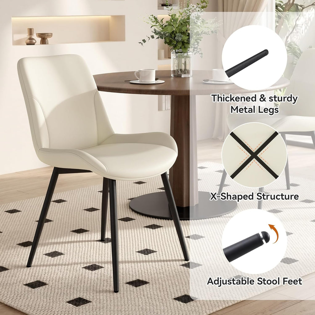Miereirl Dining Chairs Set of 8, Modern Upholstered Dining Chairs, Kitchen Chairs with Cushioned Seat and Back, Armless Side Chairs with Metal Legs for Dining Room Kitchen