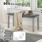 Giantex Upholstered Dining Bench with Padded Seat, Solid Wood Legs, Load 800 lbs, 40.5"x16"x20", Entryway Shoe Rack Bench for Kitchen, Dining Room, Living Room, Bedroom, End of Bed, Hallway (Grey,1)
