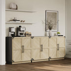 SICOTAS Sideboard Buffet Cabinet with Storage - Modern Farmhouse Credenza with Doors and Adjustable Shelves Fluted Kitchen Buffet Storage Cabinet Coffee Bar Cabinet for Kitchen, Dining Room, Entryway