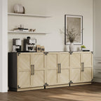 SICOTAS Sideboard Buffet Cabinet with Storage - Modern Farmhouse Credenza with Doors and Adjustable Shelves Fluted Kitchen Buffet Storage Cabinet Coffee Bar Cabinet for Kitchen, Dining Room, Entryway