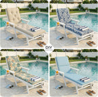 WACASA HDPE Pool Lounge Chairs Set of 2 with Wheels & Cup Holder, 6-Position Adjustable Lounge Chair Outdoor, Easy 20-Min Assembly, 450LBS Bearing, Pool Lounger for Patio, Deck, Backyard (White)