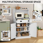 ARTPOWER 54" Kitchen Microwave Cabinet/Stand with Storage and Drawers, Pantry Storage Cabinet with Hutch & Adjustable Shelves for Kitchen, Dining Room, Living Room, Hallway in White