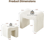 Ottoman Vanity Stool Chair Small Footstool Seating Backless Modern Foot Rest Teddy Velvet Ottoman Set of 2 for Makeup Room Living Room Bedroom Entryway,White (2-in-1)