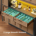 Itaar 71" Kitchen Pantry Cabinet with Charging Station and Led Light, Kitchen Storage Cabinets with Microwave Stand, 59" Wide Pantry Storage Cabinet with Storage Cart 3 Tier for Dining Room, Brown