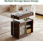 Solid Wood Side Table for Living Room, Bedroom, Walnut | Movable, Flip Top, 7 Angle Adjustment, Ample Storage