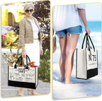 YeohJoy 75th Birthday Gifts for Women Canvas Tote Bag, Unique 75 Years Old Birthday Gifts for Aunt Mom Wife Friends Sister Her, EST.1951 Bag & Makeup Bag & Back in 1951 Poster