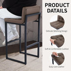 FIRAVOE Counter Height Bar Stools Set of 4, Upholstered Barstools with Back, Bar Chairs with Thickened Metal Legs, PU Leather Counter Stools for Kitchen Island (Coffee Brown, 4Pcs 26" Counter Stools)