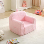 Kids Chair Comfy Toddler, Soft Baby Chair for Boys & Girls, Portable Toddler Reading Armchair with Removable Washable Sherpa Cover, Pink