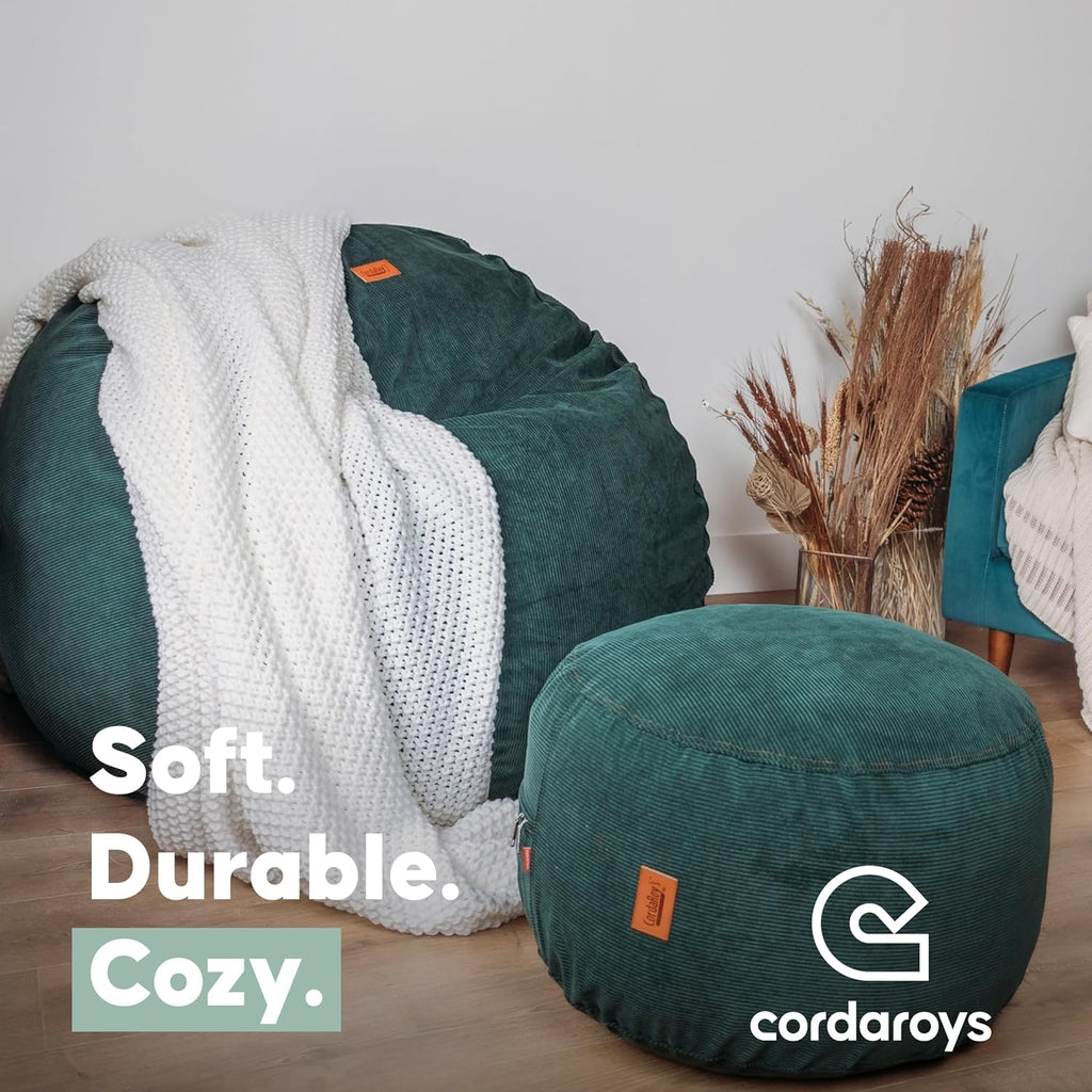 CordaRoy's Plush Bean Bag - Convertible Bean Bag Chair - Machine-Washable Plush Fabric Cover - for Basement, Living Room, Game Room, Dorm & More - Full Size - Indigo | Made in The USA