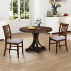 GOFLAME Wooden Dining Chairs Set of 4, Fabric Upholstered Kitchen Chairs with Padded Seat and Rubber Wood Frame, Farmhouse Armless Side Chairs for Dining Room, Living Room, Restaurant
