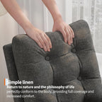 Garvee Modern Nursery Rocking Chair, Linen Upholstered Rocking Chair with Footrest, Comfortable Rocker Recliner with Side Pocket, Rocker Glider for Living Room, Bedroom, Nursing Room, Grey