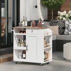 MAHANCRIS Kitchen Island with Power Outlet, Kitchen Storage Island with Drawer, Rolling Kitchen Cart on Wheels, Spice Rack, Towel Rack, Wine Rack, for Dining Room, White and Walnut KIBZ122E01