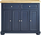 Crosley Furniture Madison Madison Kitchen Island, Microwave Stand, Coffee Bar, with Storage Shelves and Drawers, Navy
