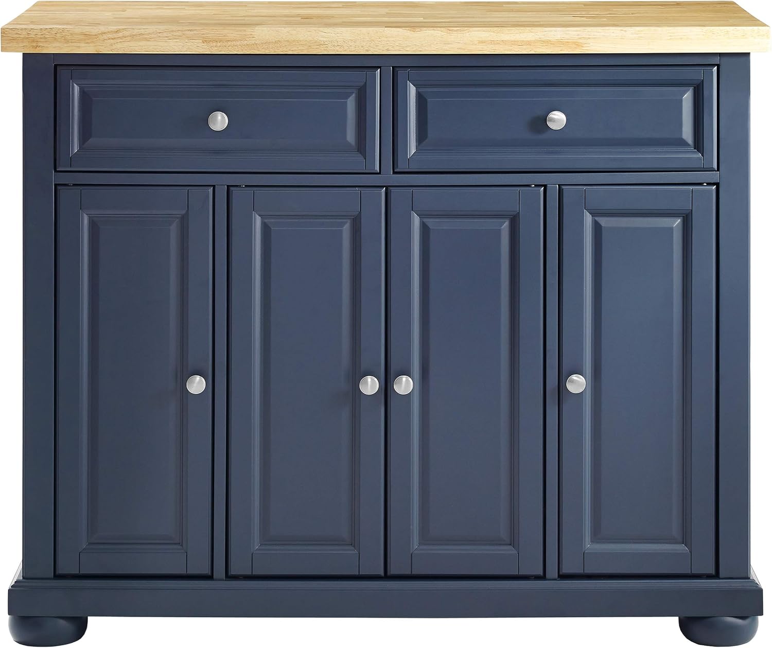 Crosley Furniture Madison Madison Kitchen Island, Microwave Stand, Coffee Bar, with Storage Shelves and Drawers, Navy