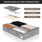 Under Bed Storage Containers with Lids, Foldable Underbed Organizer with Handles, Large Closet Storage Bins for Clothes, Blankets, Shoes, Bedroom Organization (2 Pack)