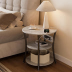 Side Table with Charging Station, End Nightstand with USB Ports and Outlet，3-Tier End Tables Living Room，for Living Room, Bedroom, Corners, and Office (Grey)