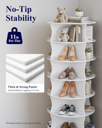 Kitsure Shoe Rack - 7-Tier Rotating Shoe Rack Tower, 360° Revolving Display & Storage Solution with Lazy Susan, Space-Saving Shoe Rack for Entryway, Closet, Bedroom, White