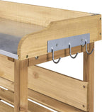 costoffs Wooden Potting Bench Table Garden Fir Wood Potting Table with Storage Shelf and Hooks, 77x37x90 cm Wood