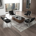 kinbor 4 PCS Waiting Room Guest Chairs, PU Leather Office Reception Chair, Lobby Furniture Reception Sofa Seat with Arms for Airport Salon Clinic, Black