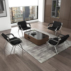 kinbor 4 PCS Waiting Room Guest Chairs, PU Leather Office Reception Chair, Lobby Furniture Reception Sofa Seat with Arms for Airport Salon Clinic, Black