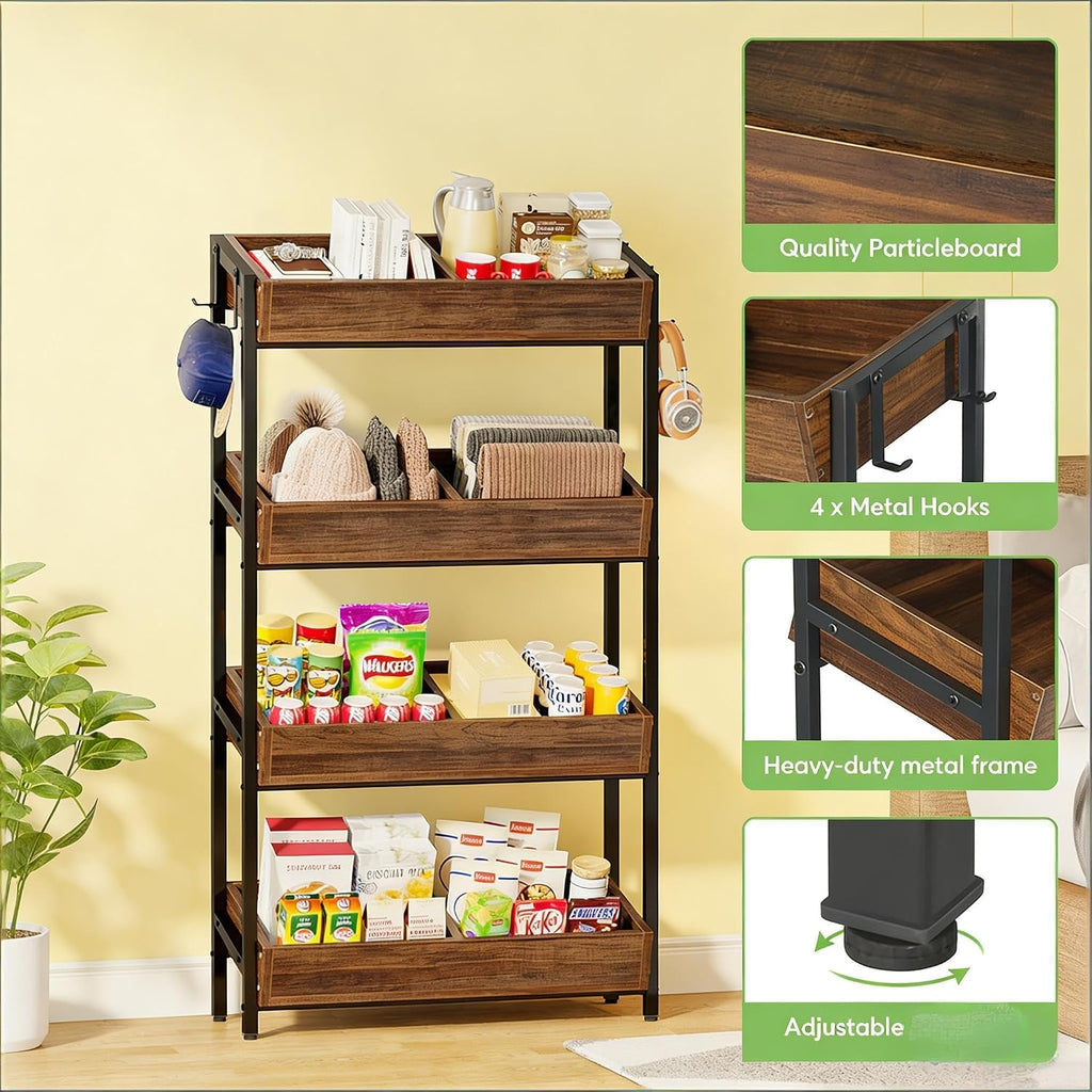 GOWE Stable Wood Storage Organizer,Fruit Vegetable Storage Rack Stand,Wine Rack Stand