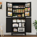 PAOFIN 75" H Metal Storage Cabinet, Pantry with 6 Door Shelves and 4 Adjustable Shelves, Leveling Foot for Kitchen, Living Room and Dinning Room, Black