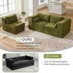 STHOUYN 106" Chenille Folding Convertible Sleeper Sofa Bed, Green Pull Out Floor Modular Couch with Pillow, Memory Foam Boneless Couchs Sectional for Living Room Bedroom (3, Green)