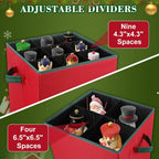 Christmas Nutcracker and Figurine Collectible Storage Box ,Christmas Storage Box with Adjustable Dividers, Holiday Decor Organizer Holds Up to 16’’ Tall Ornaments,Ideal for Nutcrackers and Figurines