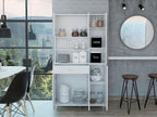 35.4" D*13.7" W*66.5" H Freestanding Kitchen Pantry with 2 Dawers, 4 Shelves, 2 Single Doors & 2 Double Doors, Rectangular Storage Cabinet, Modern, for Living Room, Dining Room, White
