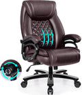Big and Tall 500lbs Office Chair,Heavy Duty Large PU Leather Executive Desk Chair with Wide Seat, Adjustbale Ergonomic Lumbar Support High Back Rocking Computer Chair for Heavy People (Brown)