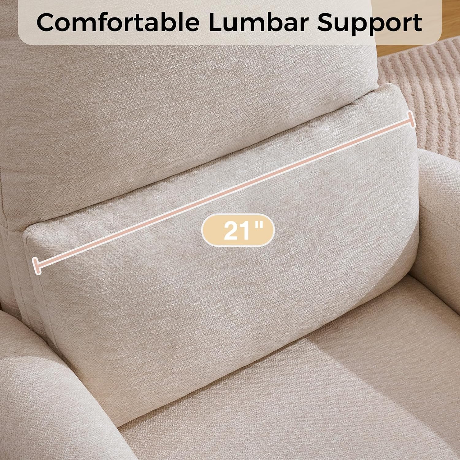 Swivel Rocker Recliner, Manual Swivel Glider Nursery Recliner Chair with Adjustable Headrest and Lumbar Support, Rocking Recling Chairs for Small Space, Living Room, Bedroom, Chenille Camel