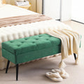 Storage Ottoman Bench, 43.5" Tufted Entryway Bench, Upholstered Long Ottoman with Storage for Living Room, Support 660lbs - Fabric Green