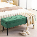 Storage Ottoman Bench, 43.5" Tufted Entryway Bench, Upholstered Long Ottoman with Storage for Living Room, Support 660lbs - Fabric Green