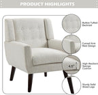 Velvet Accent Chair, Morden Upholstered Armchair for Living Room, Button Tufted Bedroom Side Reading Seat - Purple
