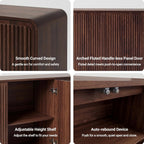 Seang Fluted Sideboard Buffet Cabinet with Storage,58" Modern Sideboard Cabinet with Curved Design & Adjustable Shelves,Wood Console Table for Living Room,Entryway,Kitchen,Walnut