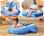 Hobestluk Bean Bag Chair Floor Bean Bag for Kids Playroom Living Room Blue | Large Animal bean bag chair Floor Cushion Washable Cover Living Room Bedroom Playroom Penguin Large Reading Gaming Chair