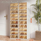 10-Tier Foldable Shoe Rack Organizer, 40 Pairs Stackable & Collapsible Shoe Cabinet with Transparent Doors & Leather Handles, Space-Saving Storage for Closet, Kitchen, Cabinet (No Boots Tier)