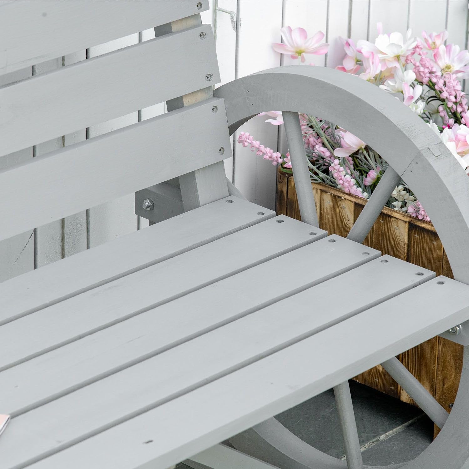 Wooden Wagon Wheel Bench