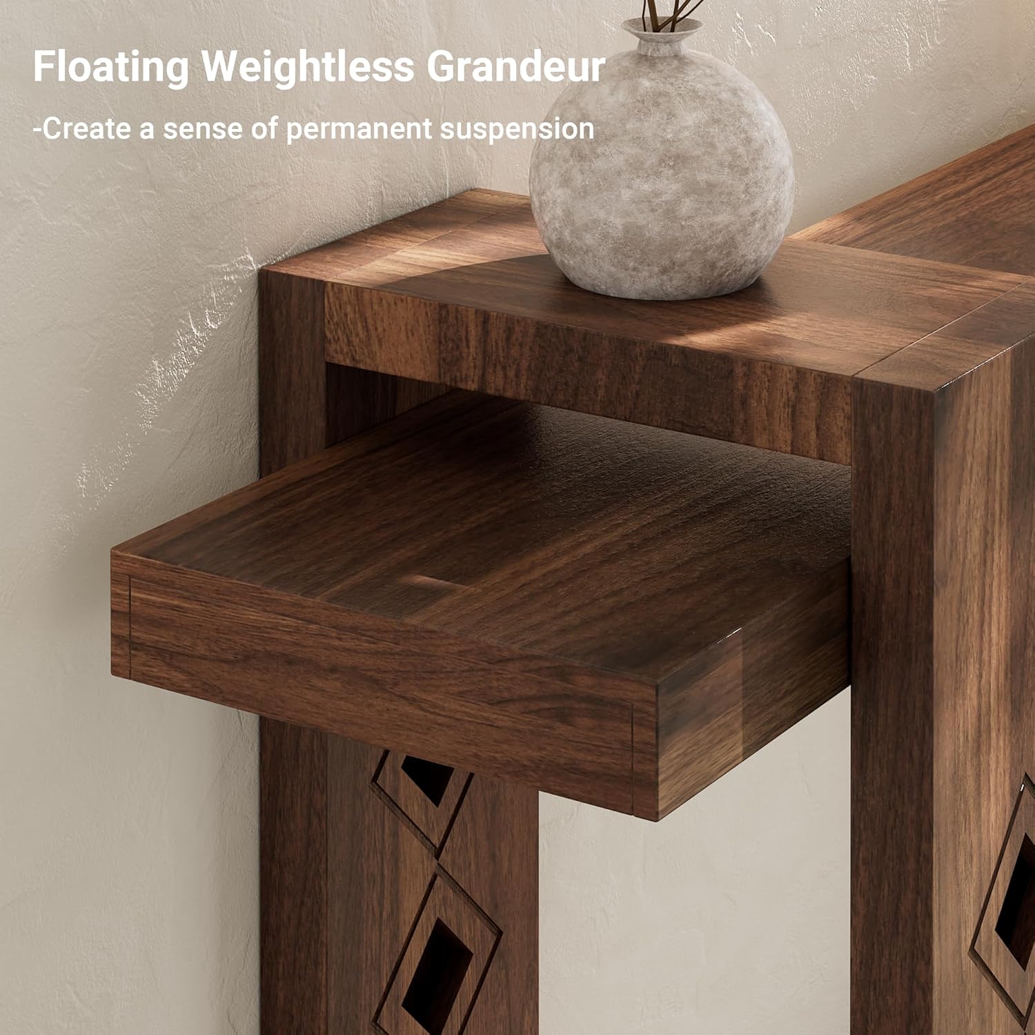 S.E.C.D Modern Console Table for Entryway, 63-Inch Floating Visual Entrance Sofa Table, Wood Hall Table for Living Room, Foyer, Hallway, Walnut