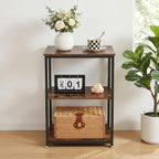 VECELO Tall End Side Table,30" Height Nightstand with 3-Tier Storage Shelf for Living Room Bedroom Office Hallway Study